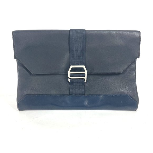 HERMES Blue Leather Pouch - Picture 1 of 15